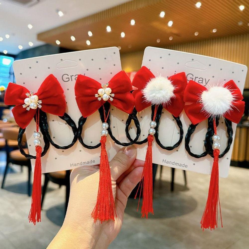 Банты с кисточками Новогодний бант Заколки для волос В древнем стиле Головные уборы для девочек для ханьфу Аксессуары для волос