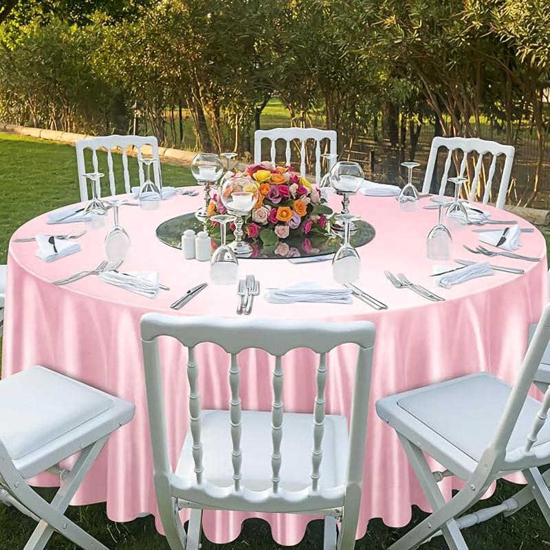 Round Satin Tablecloth Sky Blue Bright Silk Tablecloth For Baby Shower Wedding Birthday Party Banquet Christmas Table Decor