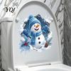 Durable PVC Window Clings Christmas Snowman Toilet Stickers, 3D Bathroom Wall Decals, Festive Home Art Waterproof Seat Creative Holiday Decor Decals
