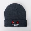 New Animation Cartoon Geng Gui Big Mouth Red Eyes Embroidery Autumn and Winter Wool Knitted Hat Pullover Thermal Hat