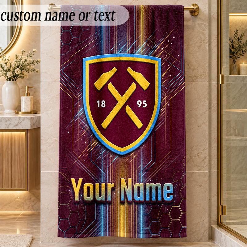 Beach TowelWest Ham United FC Custom Name Text Personalized Soft Towel for Beach Pool Indoor Home Decor Gift