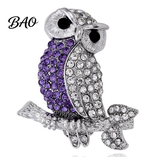 Decorative Bag Accessories Rhinestone Owl Brooch Pin, Alloy Bird Lapel Pin for Suits Coats Bags, Animal Jewelry Accessory Women Men