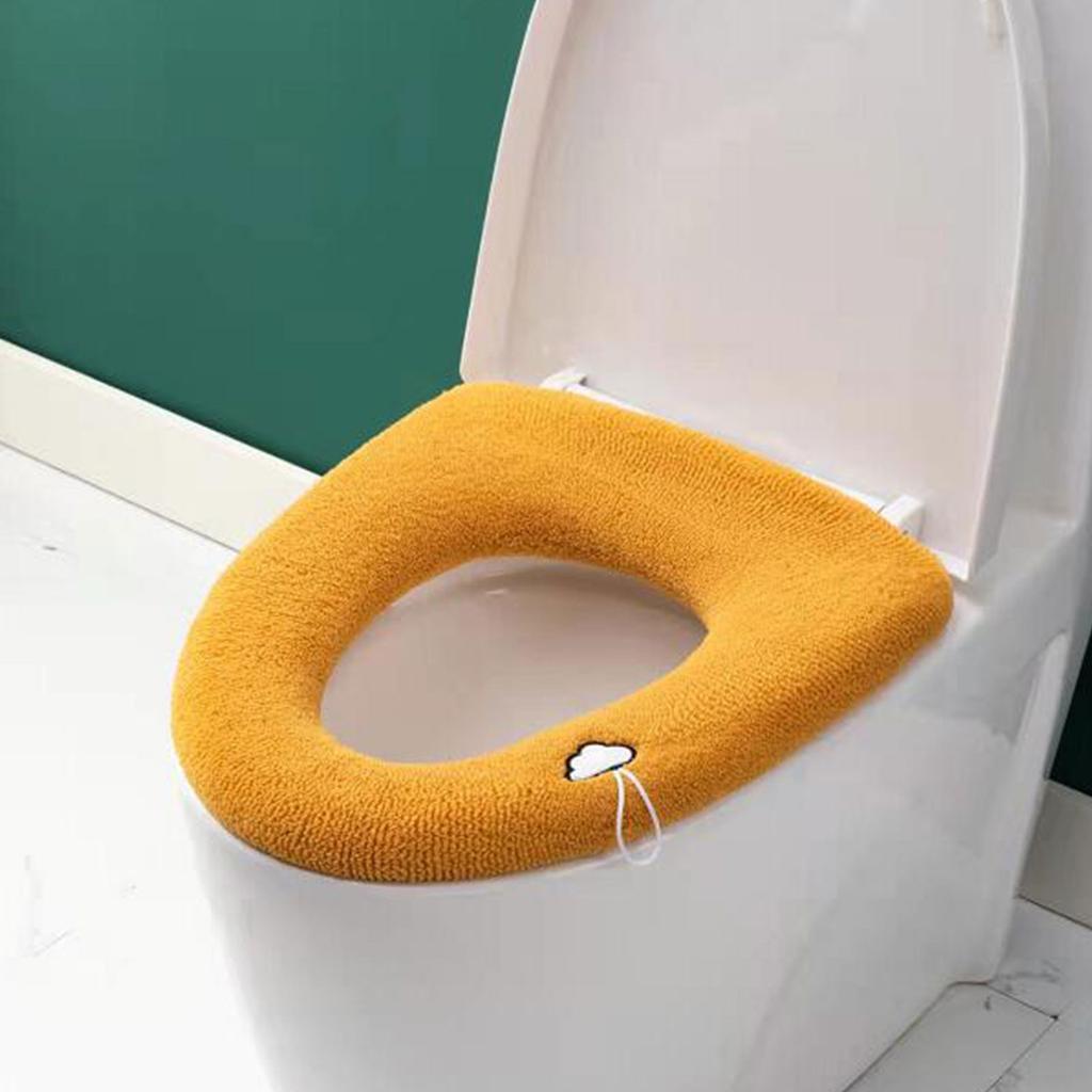 Коврик для унитаза с ручкой, универсальный вязаный моющийся сиденье для унитаза, бытовой чехол для унитаза, утолщенная теплая подушка на сиденье унитаза