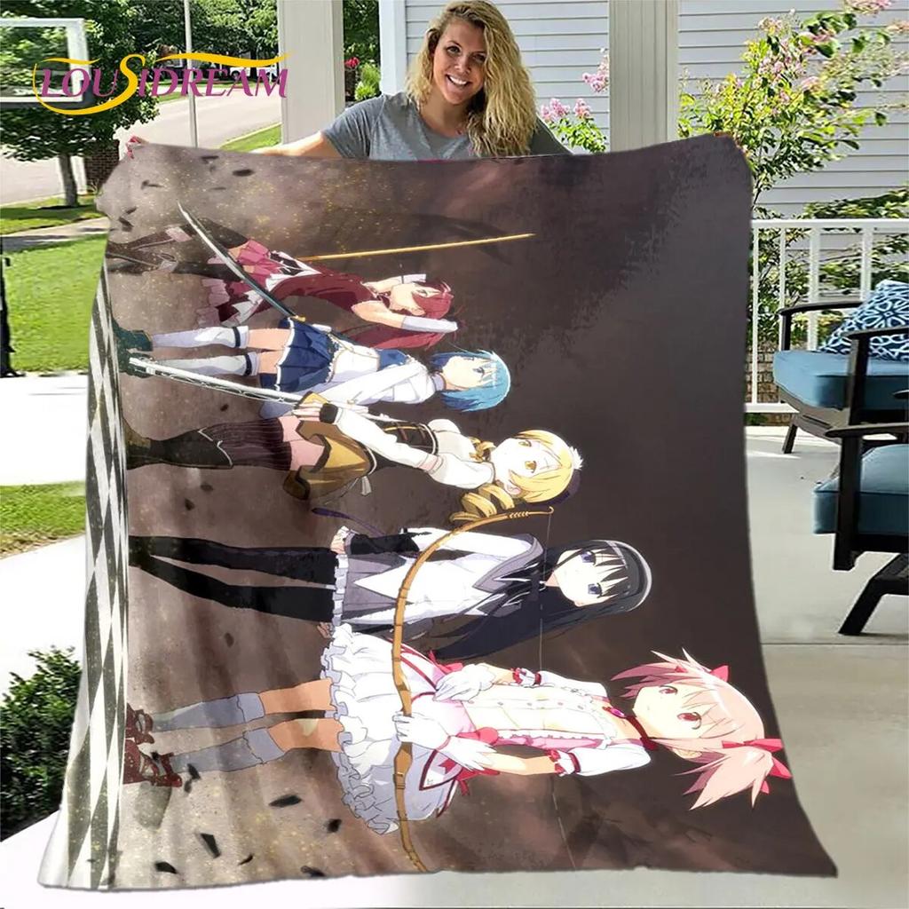 Puella Magi Madoka Magica Cartoon Soft Plush Blanket,Flannel Blanket Throw Blanket for Living Room Bedroom Bed Sofa Picnic Cover