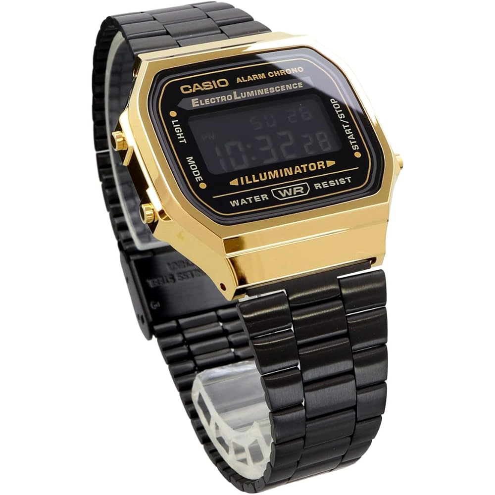 [Casio] CASIO Цифровые часы Серия Vintage A168WEGB-1B Мужские, Женские, Детские Черный x Золотой Инвертированный ЖК-дисплей Модель для зарубежного рынка [Параллельный импорт]
