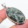 Seraphinite Gemstone 925 Solid Sterling Silver Jewelry Pendant 2.13" SU-10275