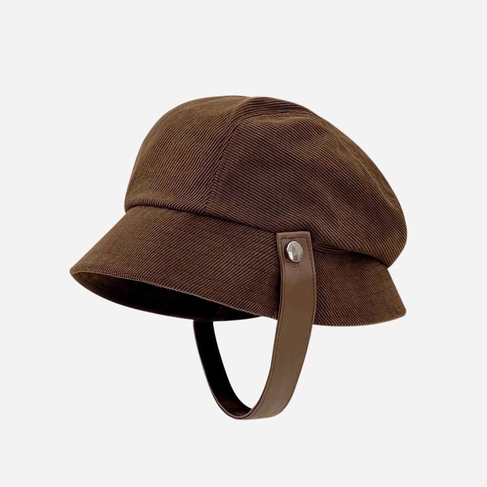 Wide Brimmed Fisherman Caps Retro Vintage Warm Basin Hat Vintage Corduroy Bucket Hat Female Lady
