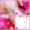 Fumwase 30 PCS Party Swirl Decorations Hot Pink Shinny Foil Hanging Swirl Decorations with Double-Swirls and Single-Swirls Plastic Streamer for