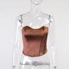 WTEMPO Women Tube Tops Solid Sleeveless Slim Skinny Corset Cropped Tops 2023 Summer Casual Elegant Female Halter Vests