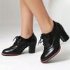 Мода 2025 Женские туфли-лодочки Круглый носок Толстый высокий каблук Платформа Броги Студент Резные Ретро Шнуровка Классические Весенние Офисные Леди Туфли на шнуровке