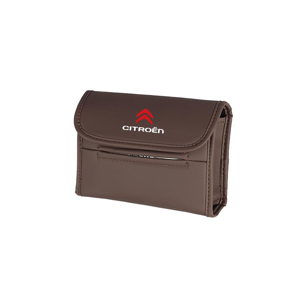 MGHK6 1pc Leather Car Tissue Box Car Seat Back Tissue Hanging Storage Bag For Citroen C1 C2 C3 C4 Berlingo C3 Aircross C5X C5 Aircross