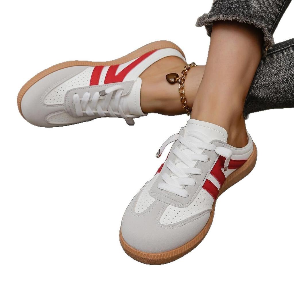 Большие размеры модных женских кроссовок Baotou half-drag 2025 года, весна и осень, новые легкие, простые и универсальные модные повседневные женские туфли