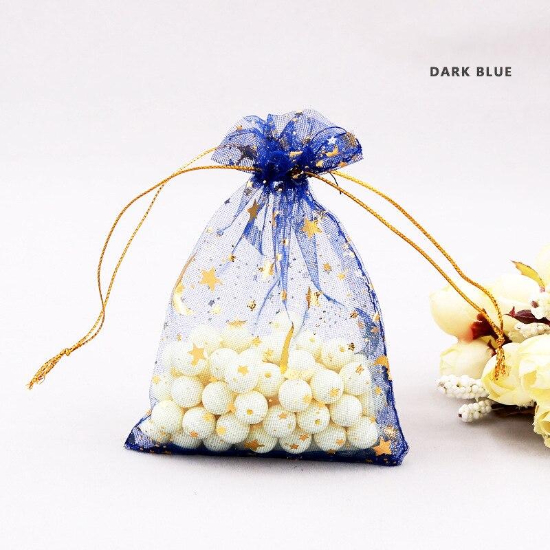 50Pcs Organza Bags Stars & Moon Design Gift Bag Tulle Packaging Transparent Wedding Party Gift Bags Jewelry Candy Pouches
