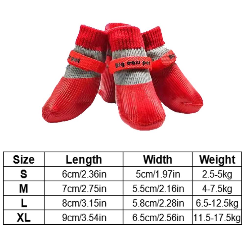 4pcs/set Warm Waterproof Puppy Socks Shoes Non-slip Puppy Scratch-proof Foot Covers Spring