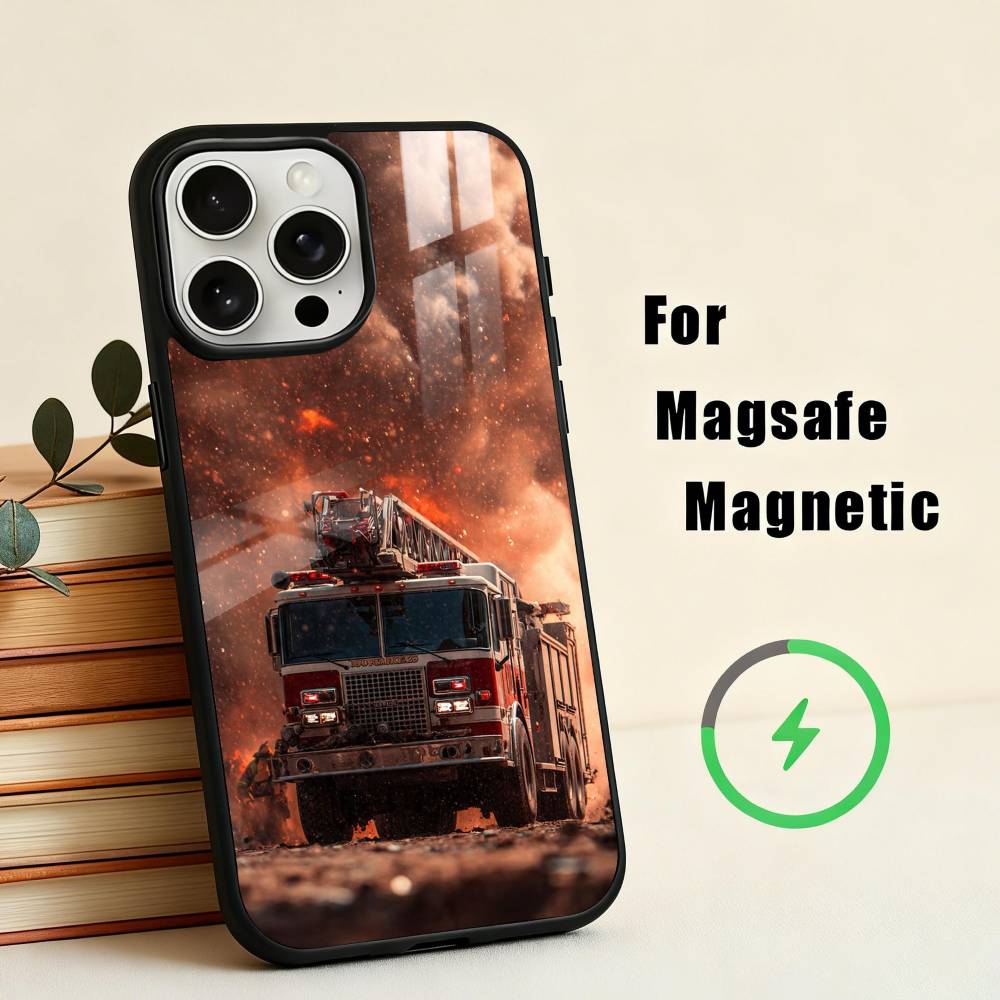 Пожар Пожарный Чехол для Телефона для iPhone 17,16,15,14,13,12,Plus,Pro,Max для Magsafe Магнитная Беспроводная Зарядка