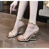 Fashion New Style Fashion Design Fretwork Heel Women Sandals Summer Elegant Narrow Band Cross Straps Heel Women Luxury Dress Pumps Shoes