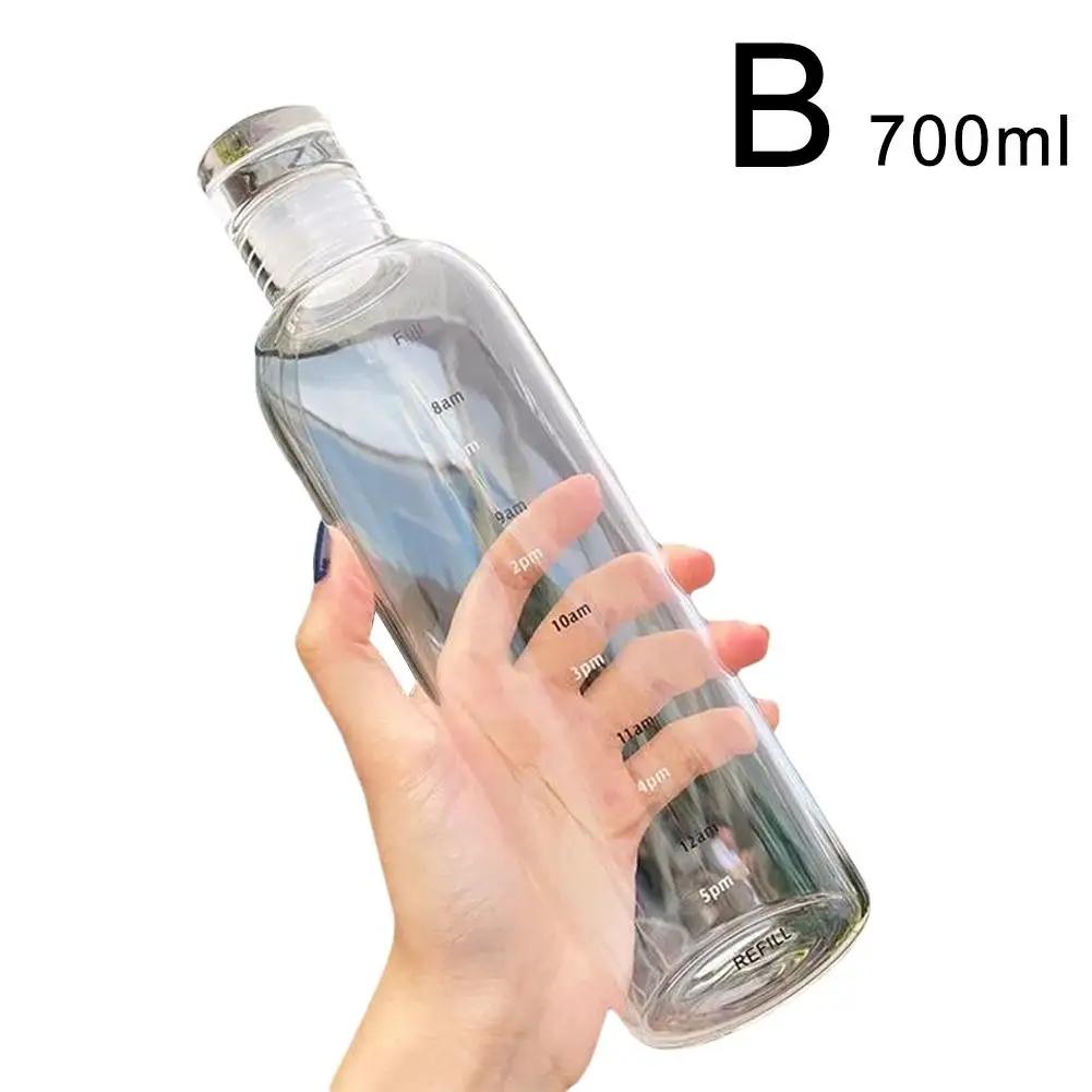 Time Scale Cup Transparent Plastic Leak-proof Simple Colorful Internet Coffee Milk Celebrity Water Break-resistant Drink Cu K0P2