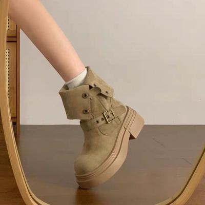 Модные маленькие милые крутые короткие ботинки детские осенне-зимние новые ретро на толстой подошве ботинки Мартин женские