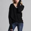 IHUASU Autumn and Winter Big Size Women's Commuter Cross Splicing Knit Sweater