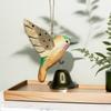 Wooden Hummingbird Figurine Hummingbird Ornament with Bell Handcrafted Wood Carving Hummingbird Ornament Home Desktop Decoration