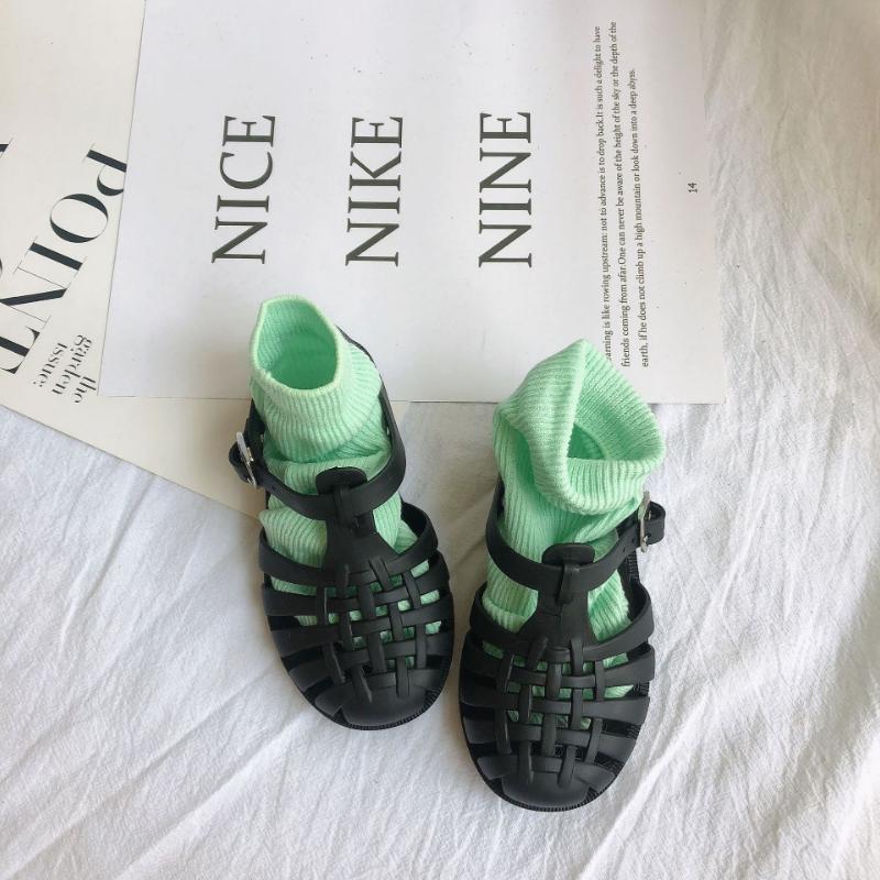 Сандалии для девочек, резиновые туфли для мальчиков, детские римские туфли с мягкой подошвой