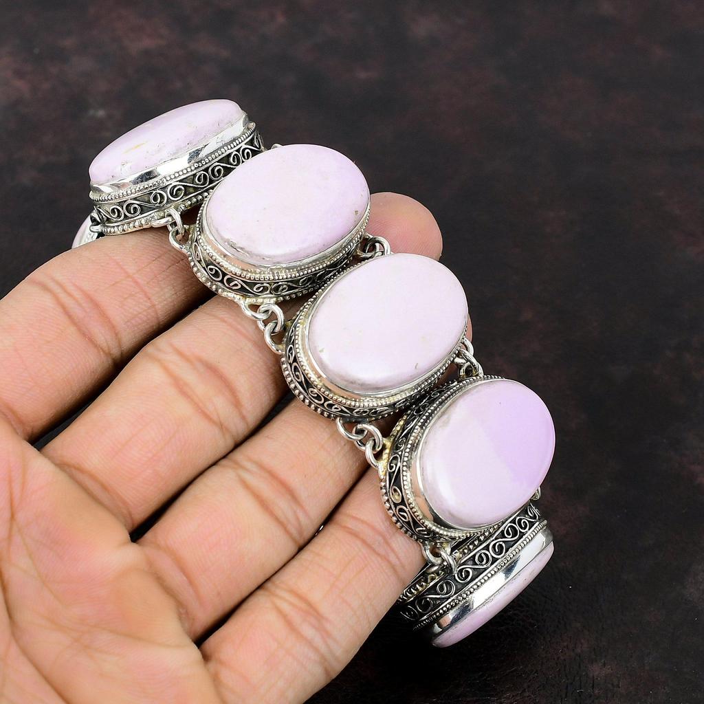 Браслет из драгоценного камня фосфосидерита, браслет из стерлингового серебра 925 пробы, дизайнерские ювелирные изделия, регулируемый браслет-цепочка, винтажный браслет ручной работы для подарка