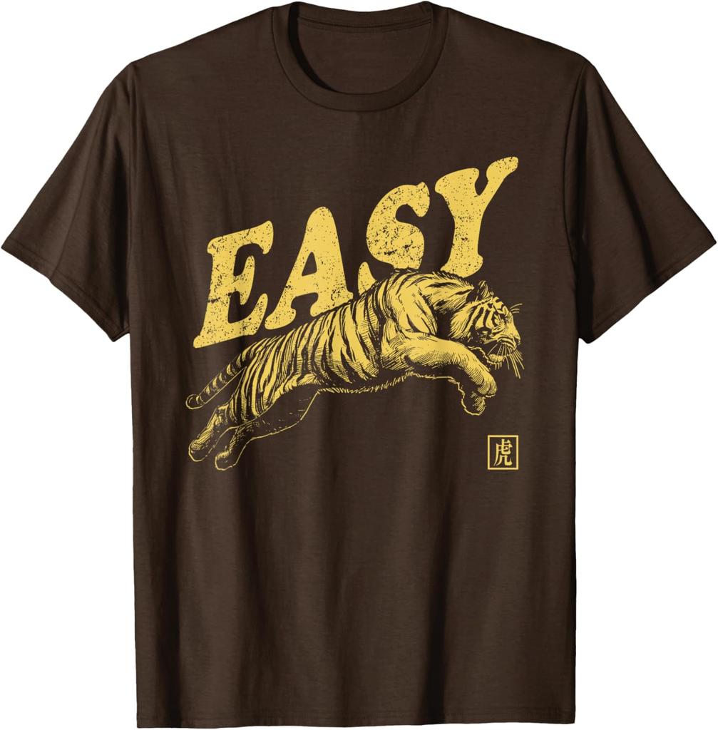Мужская повседневная хлопковая футболка с графическим принтом Easy Tiger, ретро-стиль с эффектом потертости