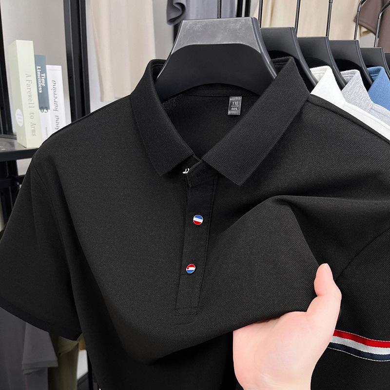 Мужская футболка с коротким рукавом, поло, деловая, повседневная, с лацканами, пуловер, нижняя часть рубашки, верх