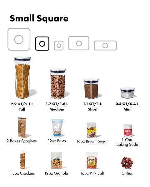 Контейнер для хранения OXO Пластиковый герметичный контейнер для поп-напитков OXO Маленький квадратный высокий 2,1 л