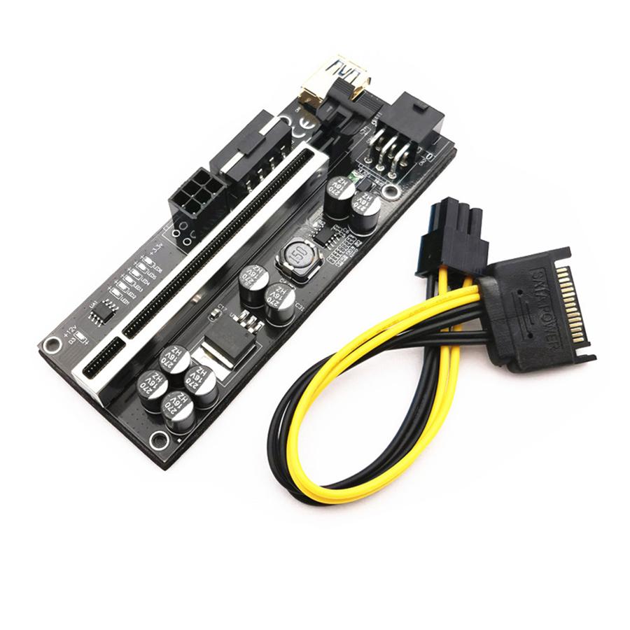 6Pcs USB 3.0 PCIE Riser Card X16 Extender Adapter 010S Plus SATA 15pin to 6pin