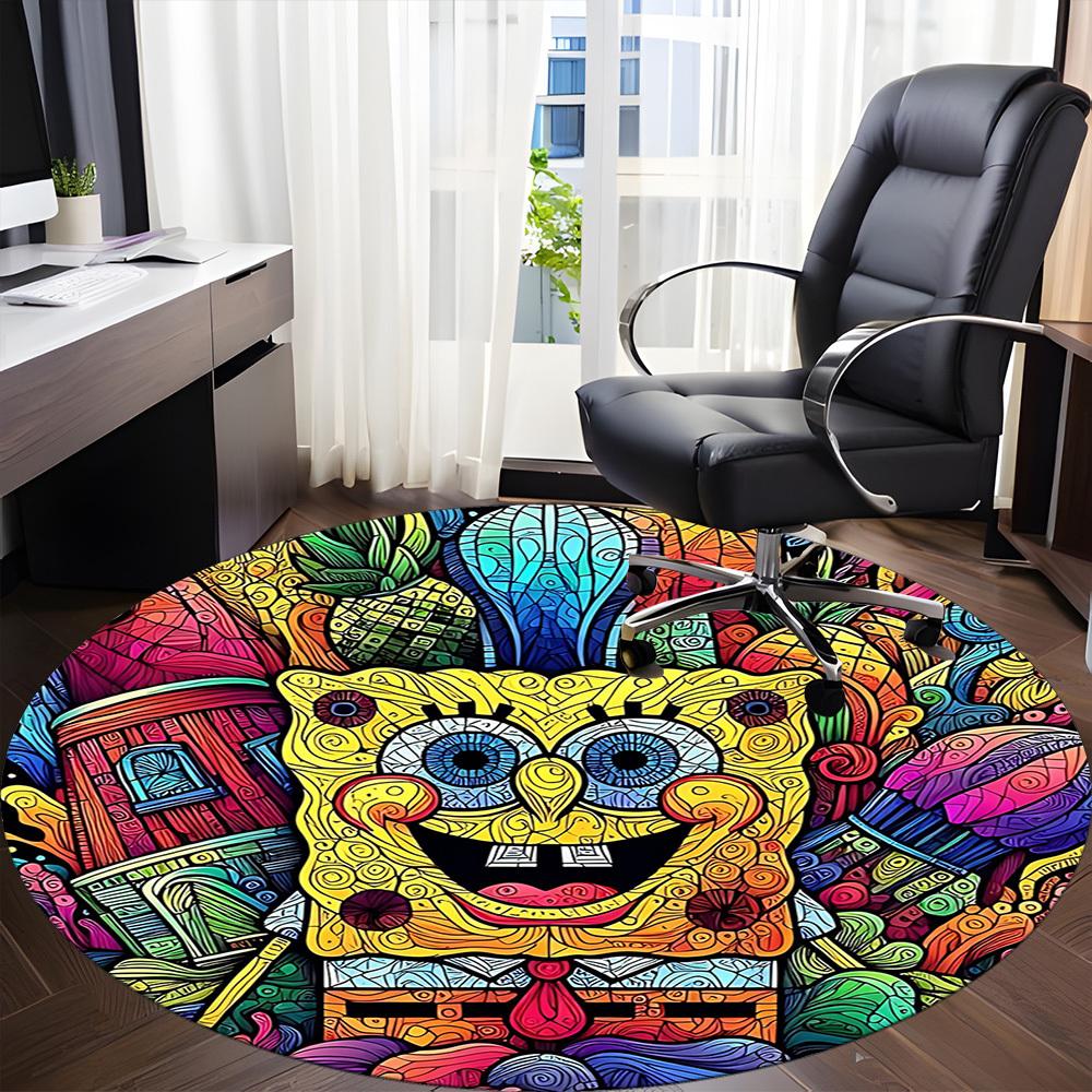 1pc Artwork Office Round Area Rug, Indoor Mat Suitable For Office, Bedroom Living Room Home Decor, Room Deco, Offic a0928126