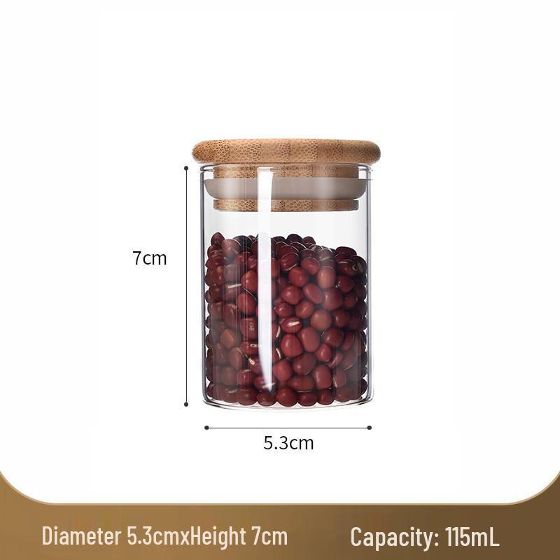 Стеклянная банка для хранения с бамбуковой крышкой - Влагонепроницаемая, пищевая, прозрачный кухонный контейнер