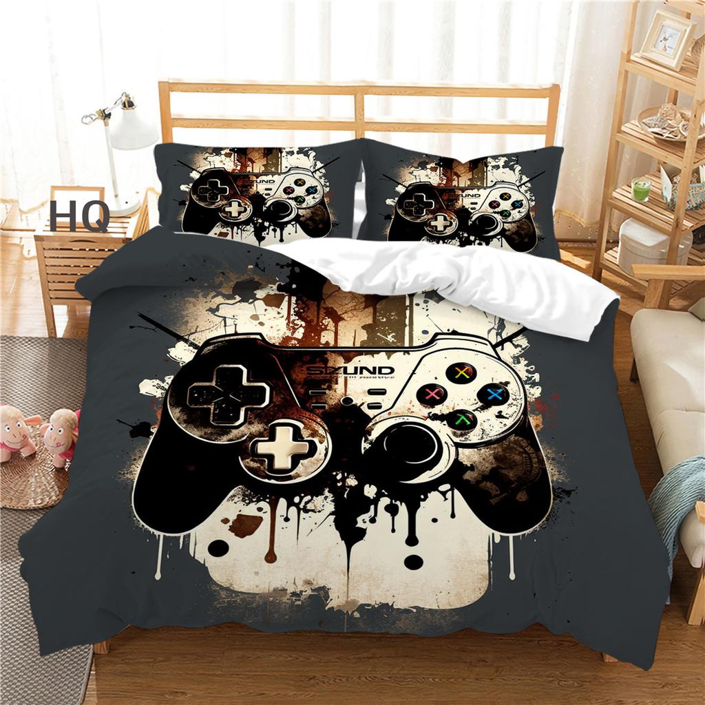 Комплект постельного белья с 3D-плеером, игровая ручка, пододеяльник, наволочка, 2/3 шт., подходит для любителей игр, для мальчиков, для мужчин, для комнаты, на молнии, украшение для дома