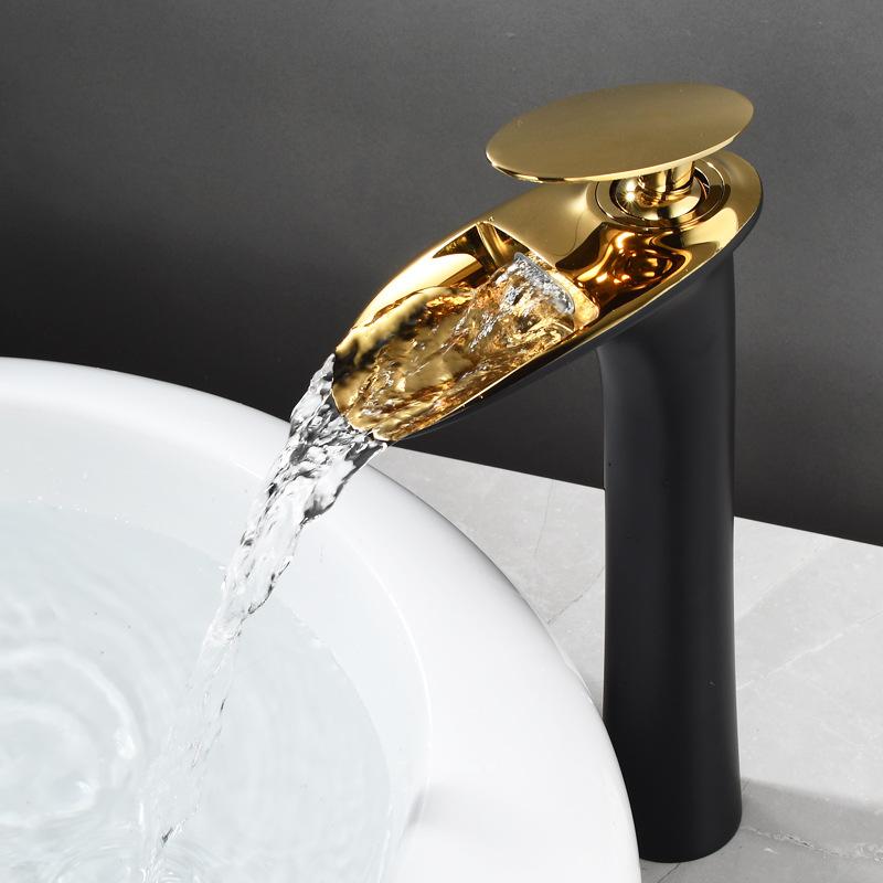 Basin Faucets Waterfall Bathroom Faucet Single Handle Basin Mixer Tap Bath Antique Faucet Brass Sink Water Crane Silver