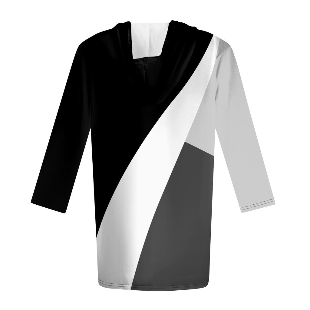 Женские толстовки, повседневные рубашки с рукавами 3/4, модные туники с принтом, топы с карманами