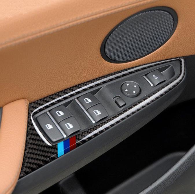 14-17 BMW X3/X4 F25/F26 Наклейка накладка на переключатель стеклоподъемника из углеродного волокна