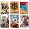 Винтажные металлические жестяные вывески Route 66 Плакат Вывеска Декор Вывеска Табличка Ретро Гараж Стена Бар Клубная комната Ресторан Настенная тарелка Декорат