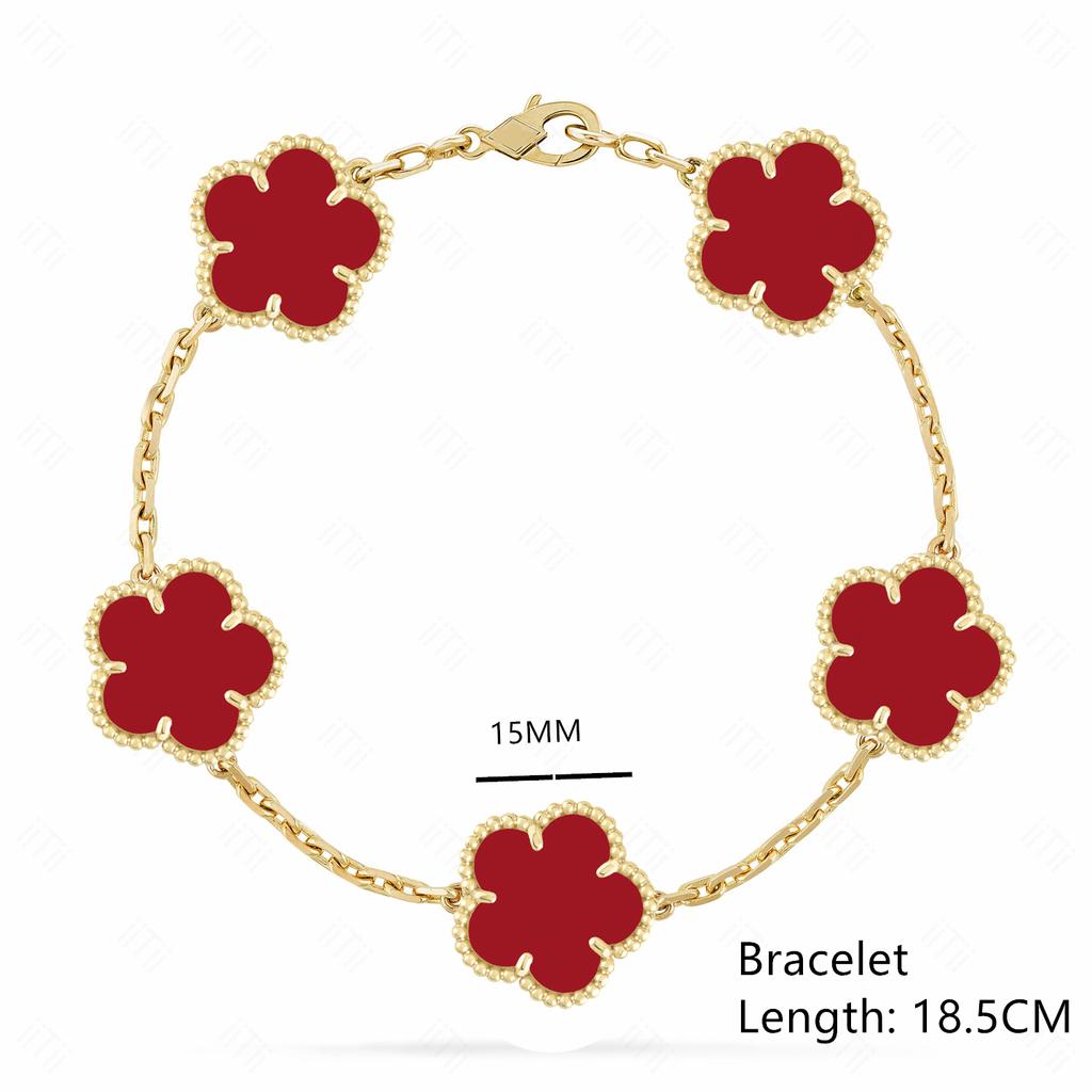 High-quality Fashion Brand Gold Silver Lucky Flower Clover Mother-of-pearl Bracelet Women's Natural Gem Hot Sale