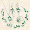 WPAITKYSNoble серебряный цвет комплекты ювелирных изделий женские серьги с зеленым цирконом кольцо ожерелье браслет Рождественский подарок