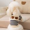 Dogs Striped Sweater Cute Bear Pattern Knitted Pullover Stretchy Warm Winter Puppy Clothes for Small Dogs Cats French Bulldog Chihuahua