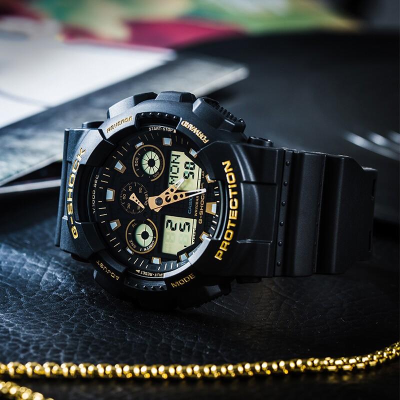 Casio Мужские часы с двойным дисплеем (жидкокристаллический/аналоговый) Серия Черные Часы GA-100GBX-1A9 GA-100GBX-1A9