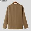 INCERUN Autumn Spring Men Open Front Texture Jacket Coat Long Sleeve Cardigan