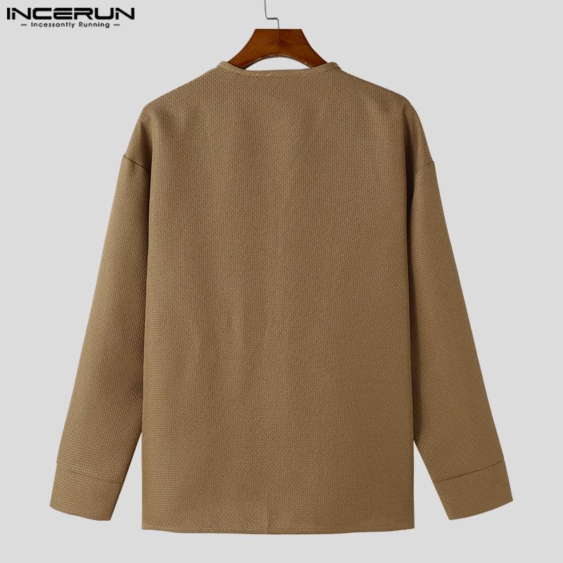 INCERUN Autumn Spring Men Open Front Texture Jacket Coat Long Sleeve Cardigan