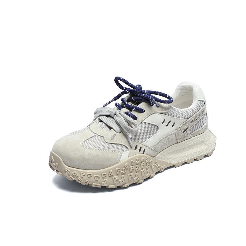 Muffin Platform Forrest Gump Shoes Women's 2025 Spring and Summer Leather Mesh Breathable Sports Shoes Color Matching Versatile Casual Moral Training