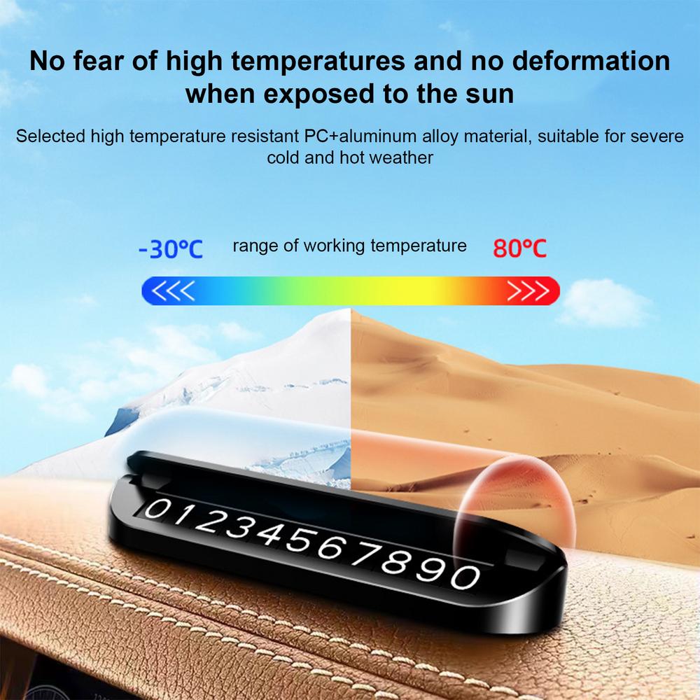 Car Temporary Parking Number Plate Aluminum Alloy Dashboard Hidden Phone Number Sign