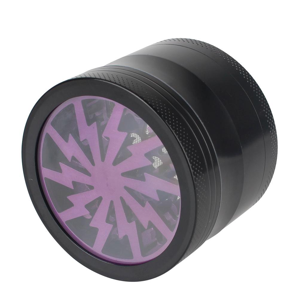 Manual Grinder Latest Lightning-Shaped Spice Cutter Transparent Aluminum Alloy 63MM 4-layer