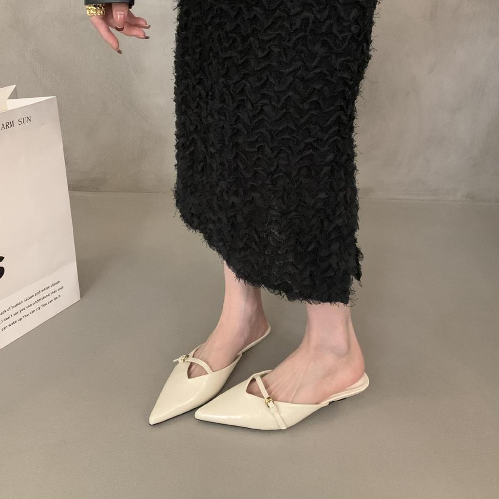 Pointed Toe Slippers Women's Summer Wear a Pedal Muller Cool Slippers Lazy Cat and Sandals Stiletto Toe Slippers