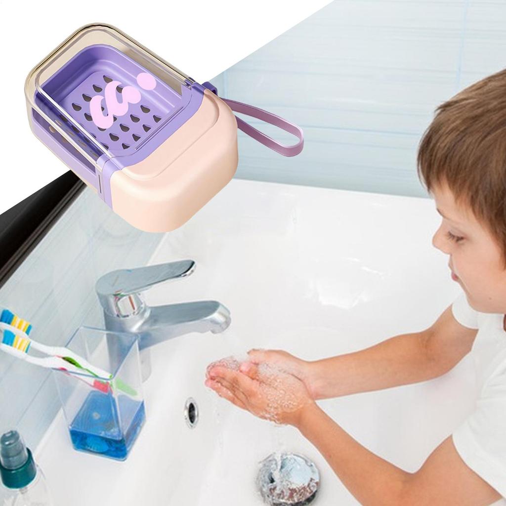 Дорожная мыльница Мыльница Сливное блюдо Со шнурком Двухслойный Компактный поднос Для душа Отдых на природе Кемпинг Отпуск Школа