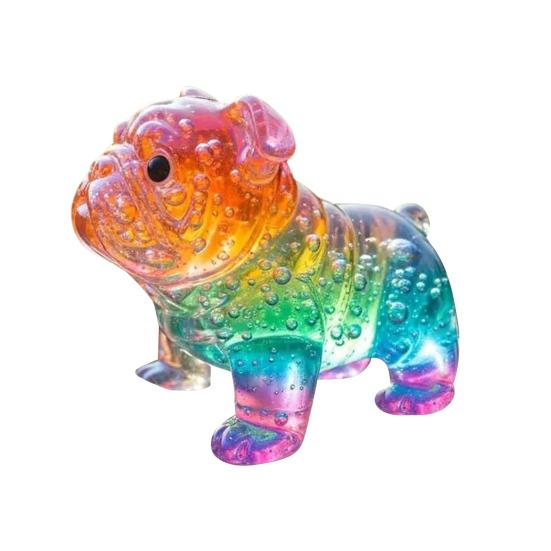 Юшэн Цветные Стеклянные Украшения Собаки Радужный Градиент Фигурки Щенков Декоративная Скульптура Собаки Подарок на Праздники Дни Рождения
