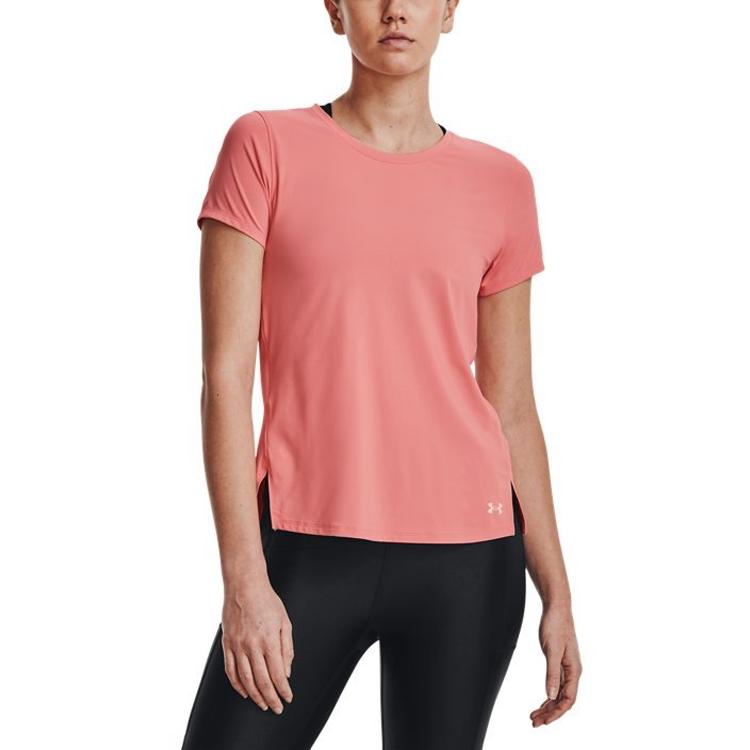 Under Armour Футболка женская с коротким рукавом и круглым вырезом, дышащая, эластичная, для бега, Dopamine, облегающая, с круглым вырезом, розовая 1369764-603